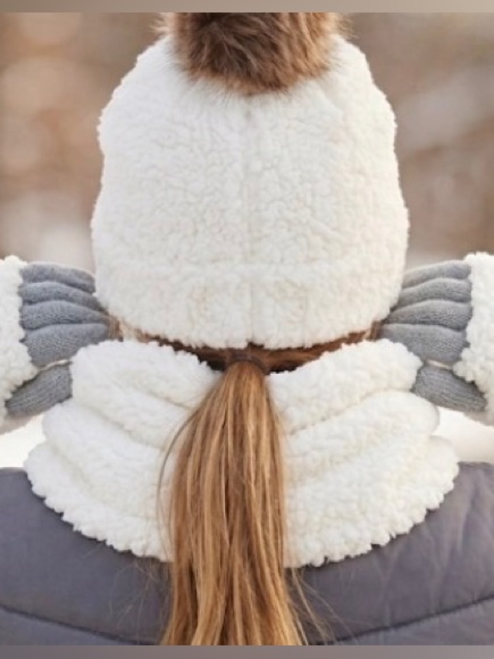 NWT Childrens Sherpa Winter hat and glove set